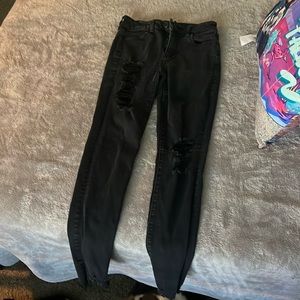 High rise ripped black skinny jeans